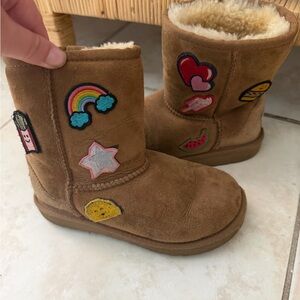 Ugg limited edition Brown Suede Boots with Colorful Patches size 13